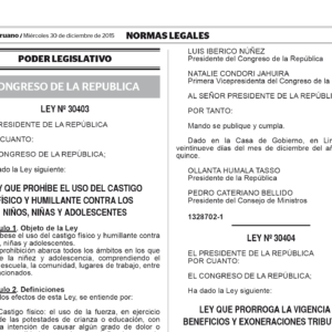Ley que Prohíbe el Castigo Físico y Humillante contra NNA